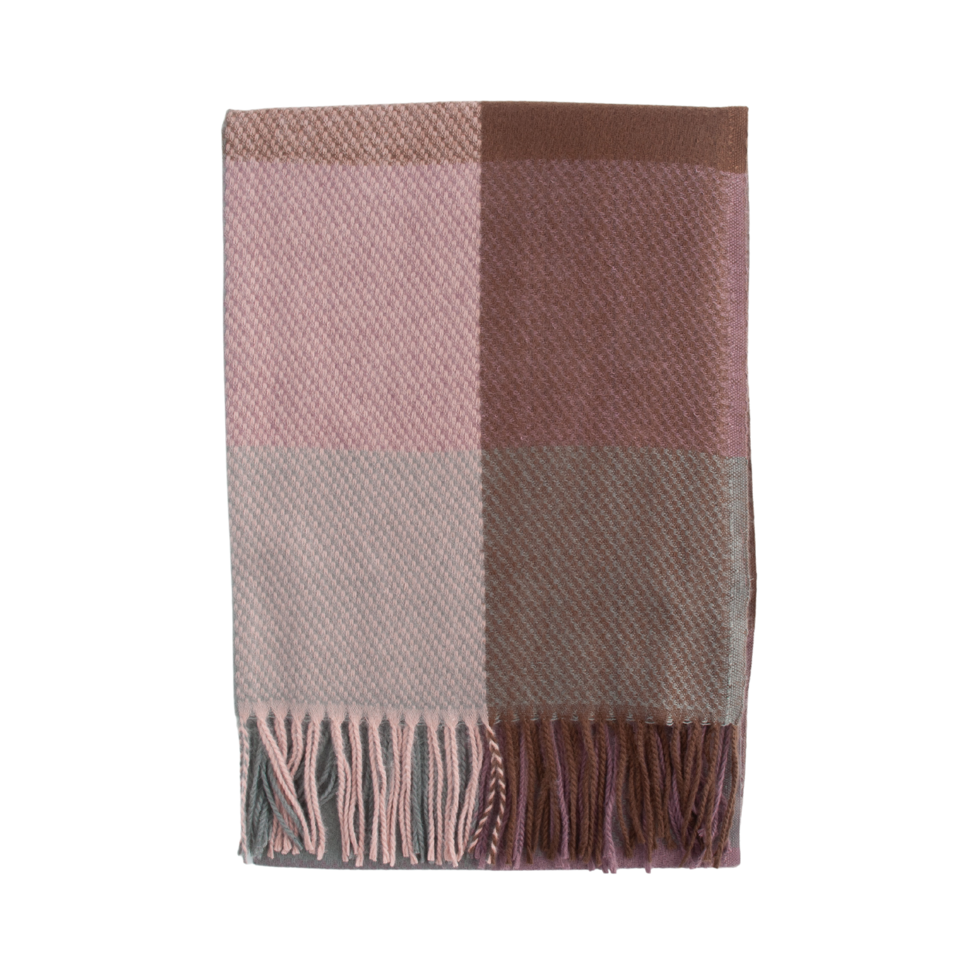 Winter Checked Scarf - Brown/Pink